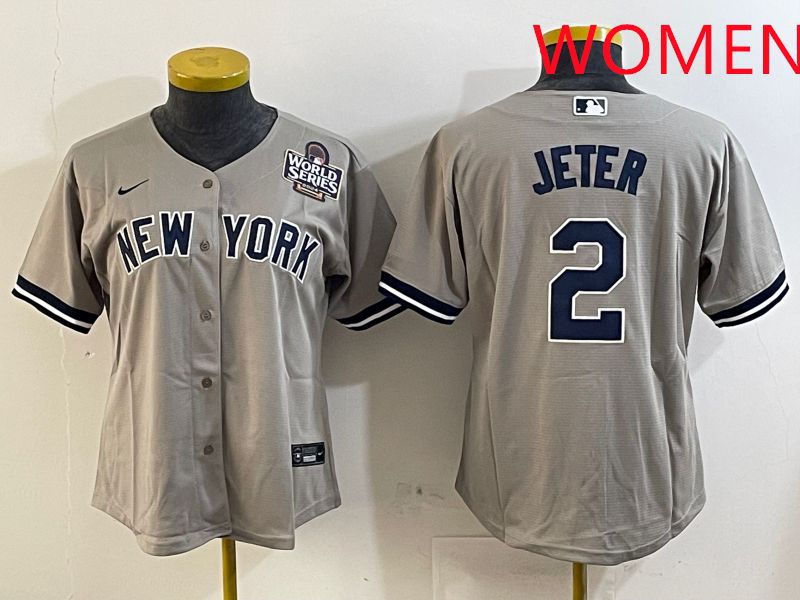 Women New York Yankees #2 Jeter Grey Game 2025 Nike MLB Jersey style 4->women mlb jersey->Women Jersey